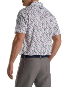 Footjoy Polo Lisle Mini Print Floral Self Collar 15 Footjoy Polo Lisle Mini Print Floral Self Collar -Golf Sales Store footjoy mini floral print lisle self collar polo white watermelon sea green 02 90603.1673905243