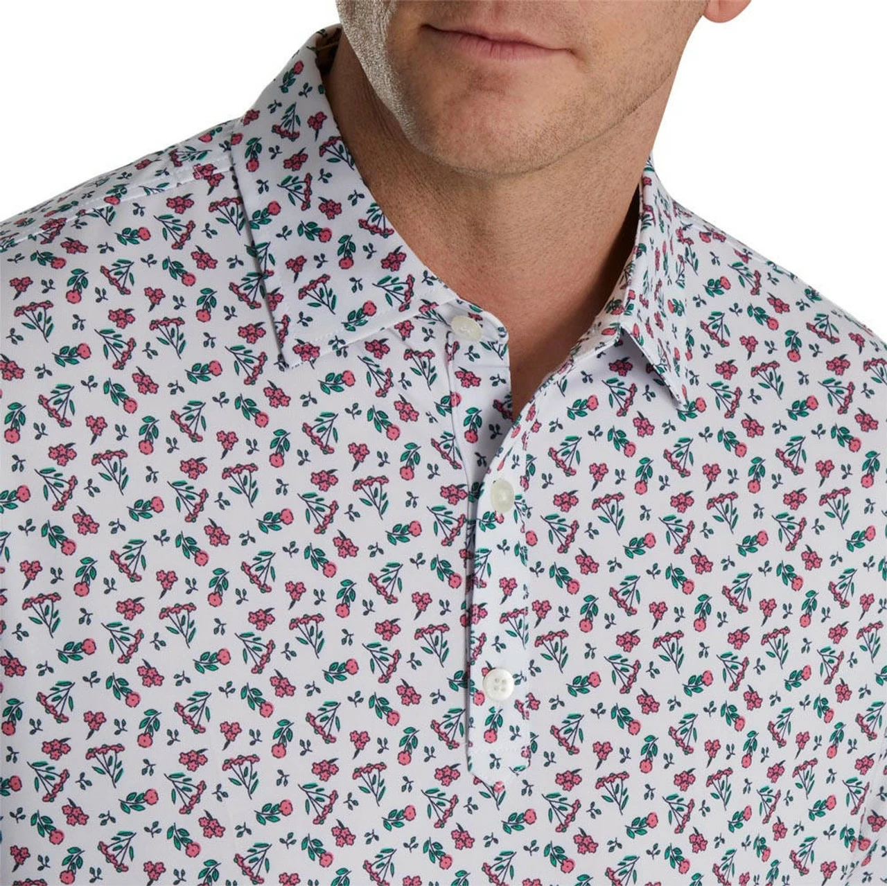 Footjoy Polo Lisle Mini Print Floral Self Collar 9 Footjoy Polo Lisle Mini Print Floral Self Collar - Image 7