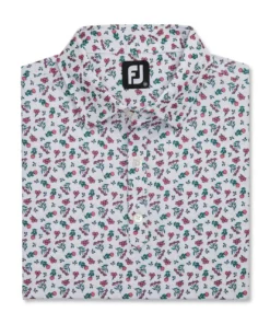 Footjoy Polo Lisle Mini Print Floral Self Collar 17 Footjoy Polo Lisle Mini Print Floral Self Collar -Golf Sales Store footjoy mini floral print lisle self collar polo white watermelon sea green 04 47884.1673905956
