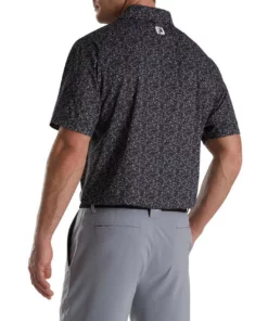 Footjoy Polo Lisle Paint Splatter Print Self Collar -Golf Sales Store footjoy paint splatter print lisle self collar polo black white 02 41795.1673899894