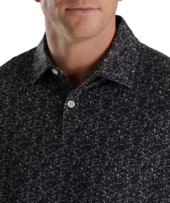Footjoy Polo Lisle Paint Splatter Print Self Collar -Golf Sales Store footjoy paint splatter print lisle self collar polo black white 03 70852.1673904902