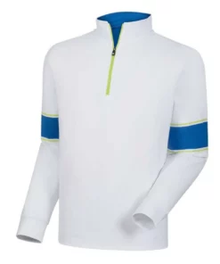 Footjoy Half-Zip Performance Engineered Sleeve -Golf Sales Store footjoy performance half zip with engineered sleeves white blue marlin citrus 01 40787.1633109535