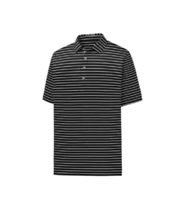 Footjoy Polo Pique Self Collar Mixed Stripe -Golf Sales Store footjoy pique mixed stripe self collar polo black white 01 62661.1632336474