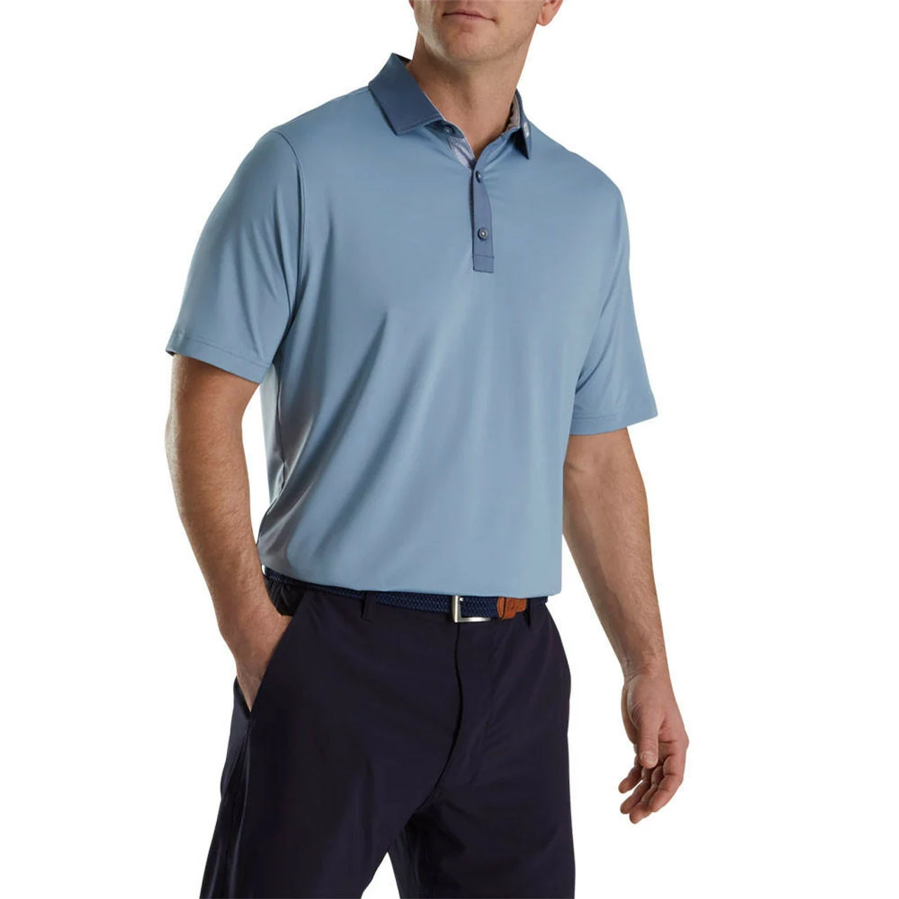 Footjoy Lisle Logo Polo Fj Spiral Print Solid Trim Self Collar 3 Footjoy Lisle Logo Polo Fj Spiral Print Solid Trim Self Collar
