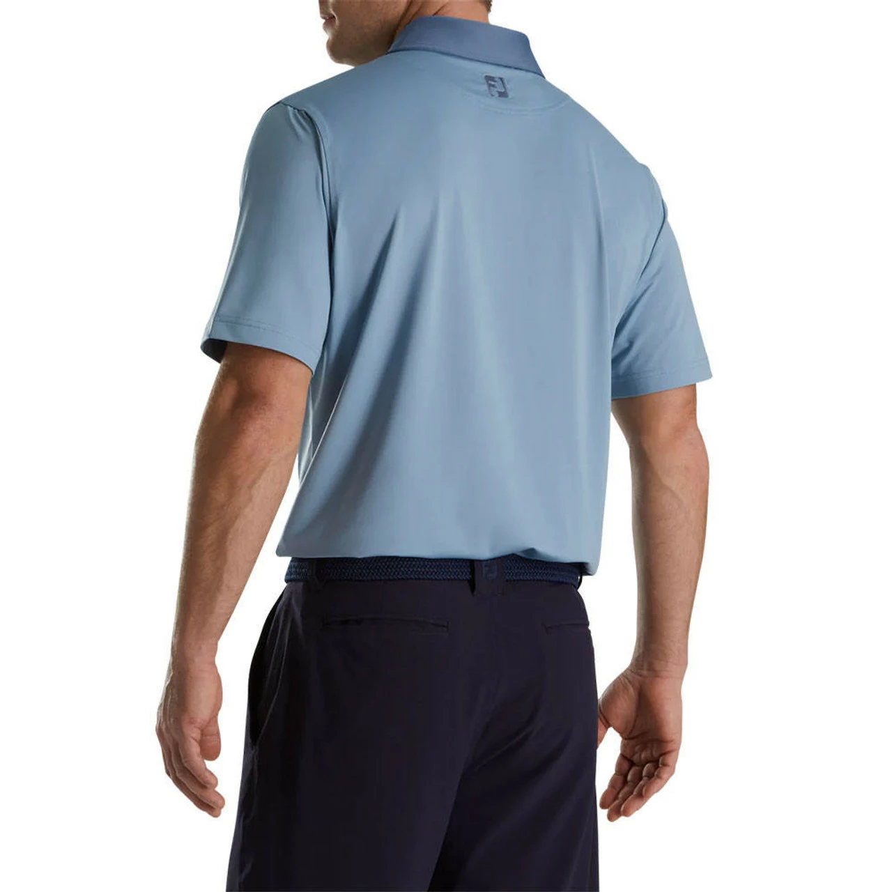 Footjoy Lisle Logo Polo Fj Spiral Print Solid Trim Self Collar 4 Footjoy Lisle Logo Polo Fj Spiral Print Solid Trim Self Collar - Image 2
