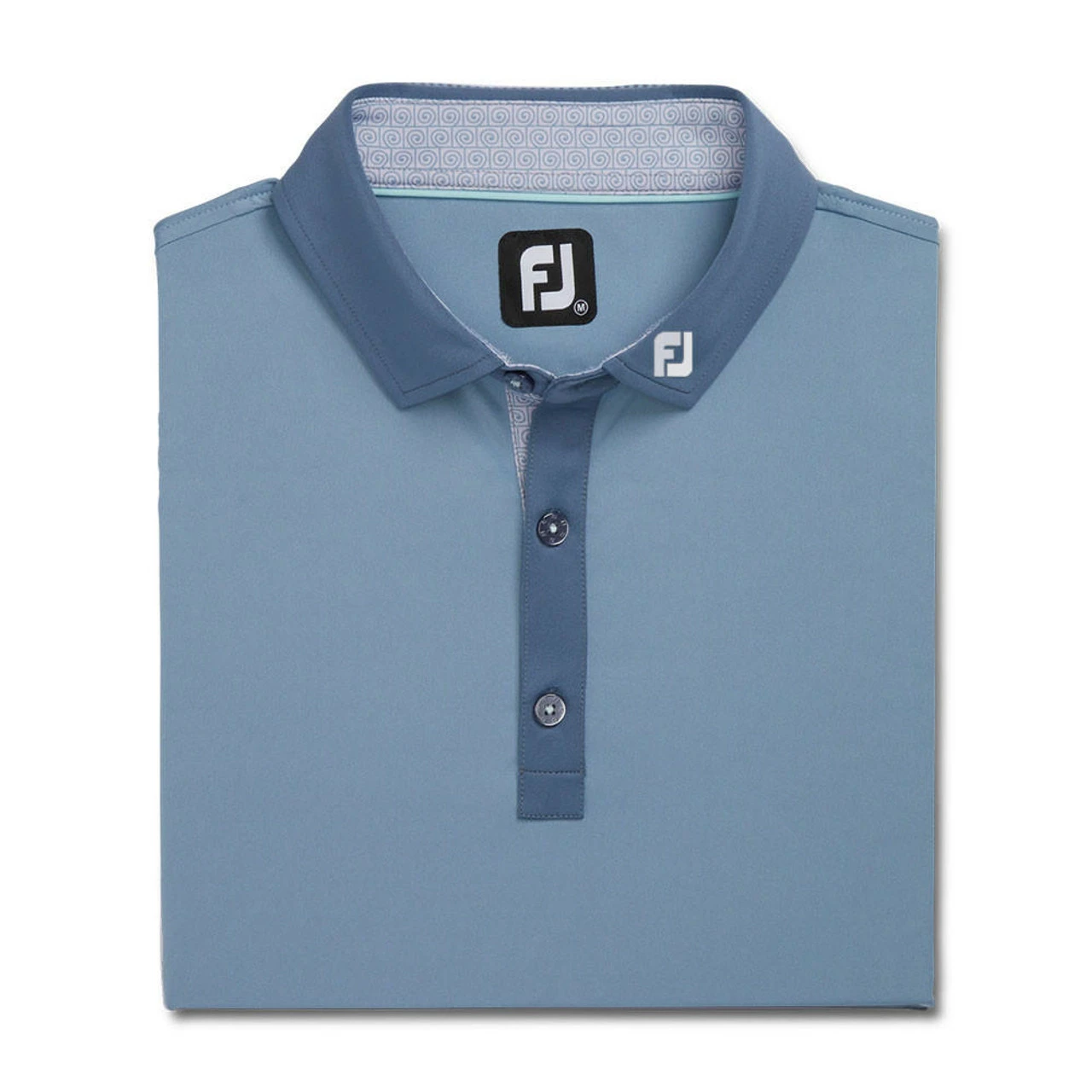 Footjoy Lisle Logo Polo Fj Spiral Print Solid Trim Self Collar 6 Footjoy Lisle Logo Polo Fj Spiral Print Solid Trim Self Collar - Image 4