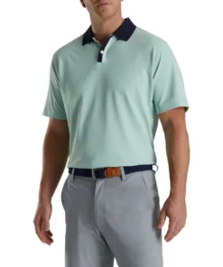 Footjoy Collar Pique Knit Solid Placket Stripe Stretch Polo