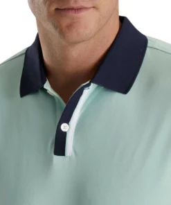 Footjoy Collar Pique Knit Solid Placket Stripe Stretch Polo -Golf Sales Store footjoy solid stretch pique with stripe placket knit collar polo sage 03 29133.1673900797