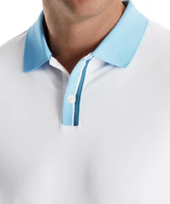 Footjoy Collar Pique Knit Solid Placket Stripe Stretch Polo -Golf Sales Store footjoy solid stretch pique with stripe placket knit collar polo white 03 99963.1673900360