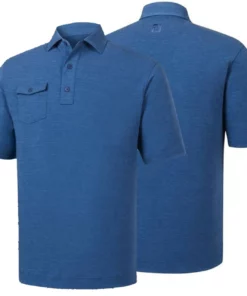 Footjoy Chest Pocket Polo Spun Poly Self Collar Closeout -Golf Sales Store footjoy spun poly chest pocket polo self collar heather indigo 01 22965.1632420481