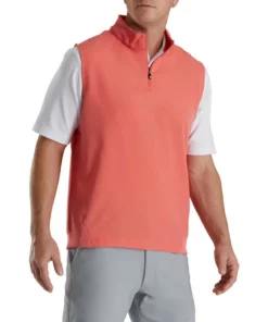 Footjoy Vest Woven Knit Accent Stretch -Golf Sales Store footjoy stetch woven vest with knit accents coral 01 34890.1673907371