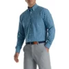 Footjoy Gingham Shirt Stretch Woven 2 Footjoy Gingham Shirt Stretch Woven -Golf Sales Store footjoy stretch woven gingham shirt dusk blue ink 01 03285.1671650881