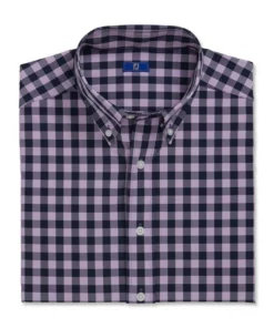 Footjoy Gingham Shirt Stretch Woven -Golf Sales Store footjoy stretch woven gingham shirt lavender navy 04 86254.1671653289