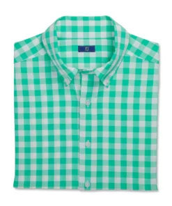 Footjoy Gingham Shirt Stretch Woven -Golf Sales Store footjoy stretch woven gingham shirt light sea green white 04 74112.1671652605