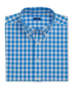 Footjoy Gingham Shirt Stretch Woven -Golf Sales Store footjoy stretch woven gingham shirt white royal 04 49145.1671652716