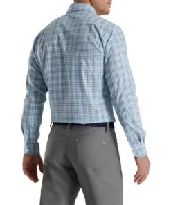 Footjoy Shirt Woven Plaid Super Soft -Golf Sales Store footjoy super soft woven plaid shirt white dusk blue ink 02 76990.1671652283