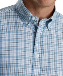 Footjoy Shirt Woven Plaid Super Soft -Golf Sales Store footjoy super soft woven plaid shirt white dusk blue ink 03 57282.1671651055