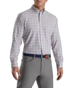 Footjoy Shirt Woven Plaid Super Soft -Golf Sales Store footjoy super soft woven plaid shirt white lavender sage navy 01 70774.1671653110