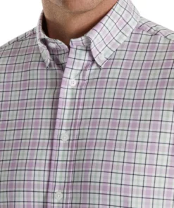 Footjoy Shirt Woven Plaid Super Soft -Golf Sales Store footjoy super soft woven plaid shirt white lavender sage navy 03 14175.1671654479