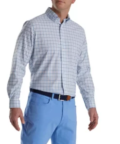 Footjoy Shirt Woven Plaid Super Soft -Golf Sales Store footjoy super soft woven plaid shirt white light ocean 01 83822.1671652132
