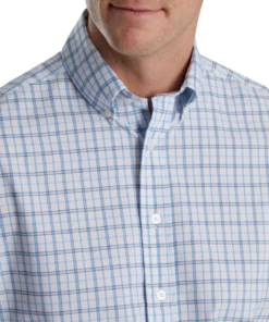 Footjoy Shirt Woven Plaid Super Soft -Golf Sales Store footjoy super soft woven plaid shirt white light ocean 03 36816.1671650329