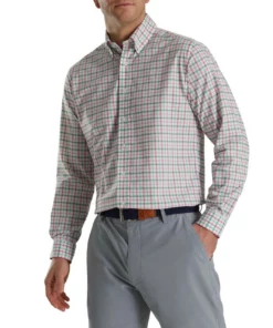 Footjoy Shirt Woven Plaid Super Soft -Golf Sales Store footjoy super soft woven plaid shirt white sea green watermelon 01 12779.1671654198