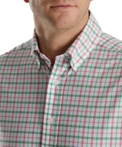 Footjoy Shirt Woven Plaid Super Soft -Golf Sales Store footjoy super soft woven plaid shirt white sea green watermelon 03 78406.1671652599