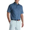 Footjoy Polo Lisle Print Terrazzo Self Collar -Golf Sales Store footjoy terrazzo print lisle self collar polo bluestone 01 81277.1673906643