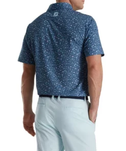 Footjoy Polo Lisle Print Terrazzo Self Collar -Golf Sales Store footjoy terrazzo print lisle self collar polo bluestone 02 33831.1673900223