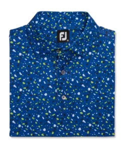 Footjoy Polo Lisle Print Terrazzo Self Collar -Golf Sales Store footjoy terrazzo print lisle self collar polo ocean 04 83271.1673904158