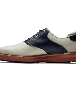 Footjoy Men' Shoe Golf Tradition Spikeles -Golf Sales Store footjoy traditions spikeless golf shoes tan navy 02 20643.1678140731