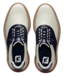 Footjoy Men' Shoe Golf Tradition Spikeles -Golf Sales Store footjoy traditions spikeless golf shoes tan navy 03 21195.1678140727