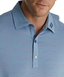 Footjoy Trio Stripe Logo Fj Lisle Self Collar Polo -Golf Sales Store footjoy trio stripe lisle self collar polo fj logo denim 03 33900.1676581388