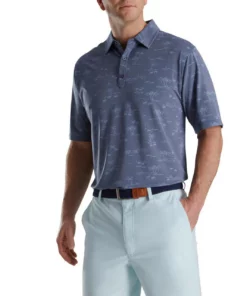 FootJoy Tropic Golf Print Lisle Self Collar Polo -Golf Sales Store footjoy tropic golf print lisle self collar polo bluestone denim 01 05441.1673902388