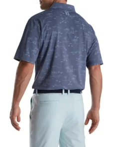 FootJoy Tropic Golf Print Lisle Self Collar Polo -Golf Sales Store footjoy tropic golf print lisle self collar polo bluestone denim 02 72251.1673901299