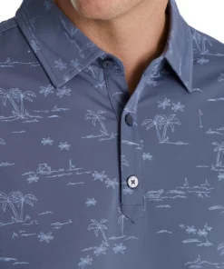 FootJoy Tropic Golf Print Lisle Self Collar Polo -Golf Sales Store footjoy tropic golf print lisle self collar polo bluestone denim 03 05617.1673907089