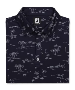 FootJoy Tropic Golf Print Lisle Self Collar Polo -Golf Sales Store footjoy tropic golf print lisle self collar polo navy white 04 04187.1673900466