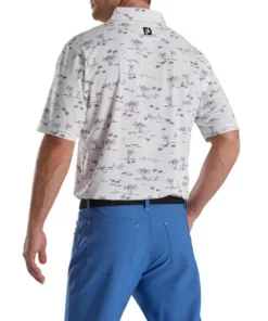 FootJoy Tropic Golf Print Lisle Self Collar Polo -Golf Sales Store footjoy tropic golf print lisle self collar polo white black 02 99642.1673902535