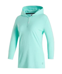 Footjoy Women' Hoodie 3/4 Sleeve Pinstripe -Golf Sales Store footjoy womens 3 4 sleeve pinstripe hoodie aquamarine 01 58842.1633109315