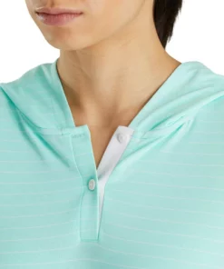 Footjoy Women' Hoodie 3/4 Sleeve Pinstripe -Golf Sales Store footjoy womens 3 4 sleeve pinstripe hoodie aquamarine 04 35422.1633109316