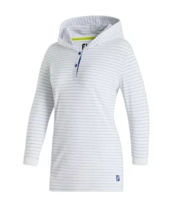 Footjoy Women' Hoodie 3/4 Sleeve Pinstripe -Golf Sales Store footjoy womens 3 4 sleeve pinstripe hoodie white 01 67152.1633109315