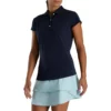 Footjoy Women' Cap Sleeve Polo Tonal Stripe -Golf Sales Store footjoy womens cap sleeve tonal stripe polo navy 01 42955.1673900121