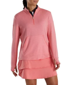 Footjoy Women' Mid-Layer Tonal Stripe Half-Zip -Golf Sales Store footjoy womens half zip tonal stripe mid layer bright coral 02 91245.1676578122