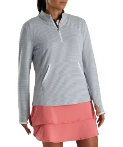 Footjoy Women' Mid-Layer Tonal Stripe Half-Zip -Golf Sales Store footjoy womens half zip tonal stripe mid layer grey 02 13647.1676594799