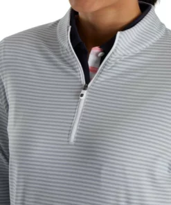 Footjoy Women' Mid-Layer Tonal Stripe Half-Zip -Golf Sales Store footjoy womens half zip tonal stripe mid layer grey 04 74379.1676576554