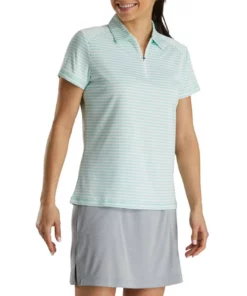 Footjoy Women' Polo Heather Stripe -Golf Sales Store footjoy womens heather stripe polo aquamarine 02 61688.1631901194