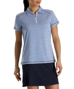 Footjoy Women' Polo Heather Stripe -Golf Sales Store footjoy womens heather stripe polo cobalt 02 01128.1631901194