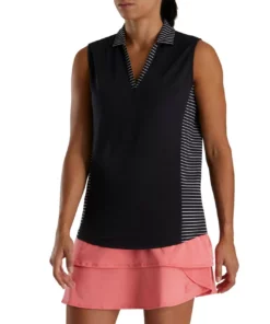 Footjoy Women' Polo Open Placket Sleeveles -Golf Sales Store footjoy womens open placket sleeveless polo black 02 39819.1673285373