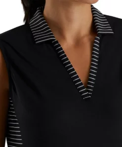 Footjoy Women' Polo Open Placket Sleeveles -Golf Sales Store footjoy womens open placket sleeveless polo black 04 12476.1673285373