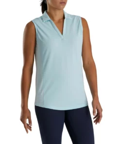 Footjoy Women' Polo Open Placket Sleeveles -Golf Sales Store footjoy womens open placket sleeveless polo sky 02 24343.1673285373